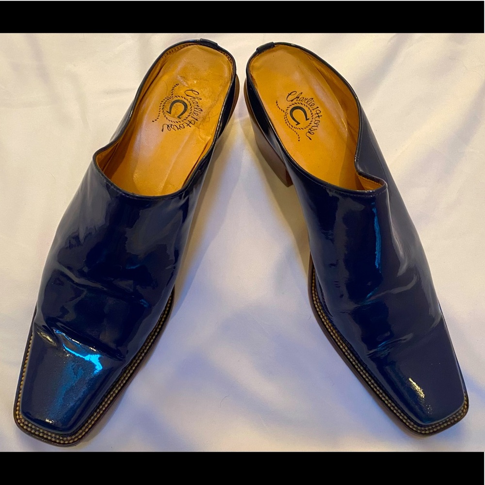 Purple Patent Leather Mules